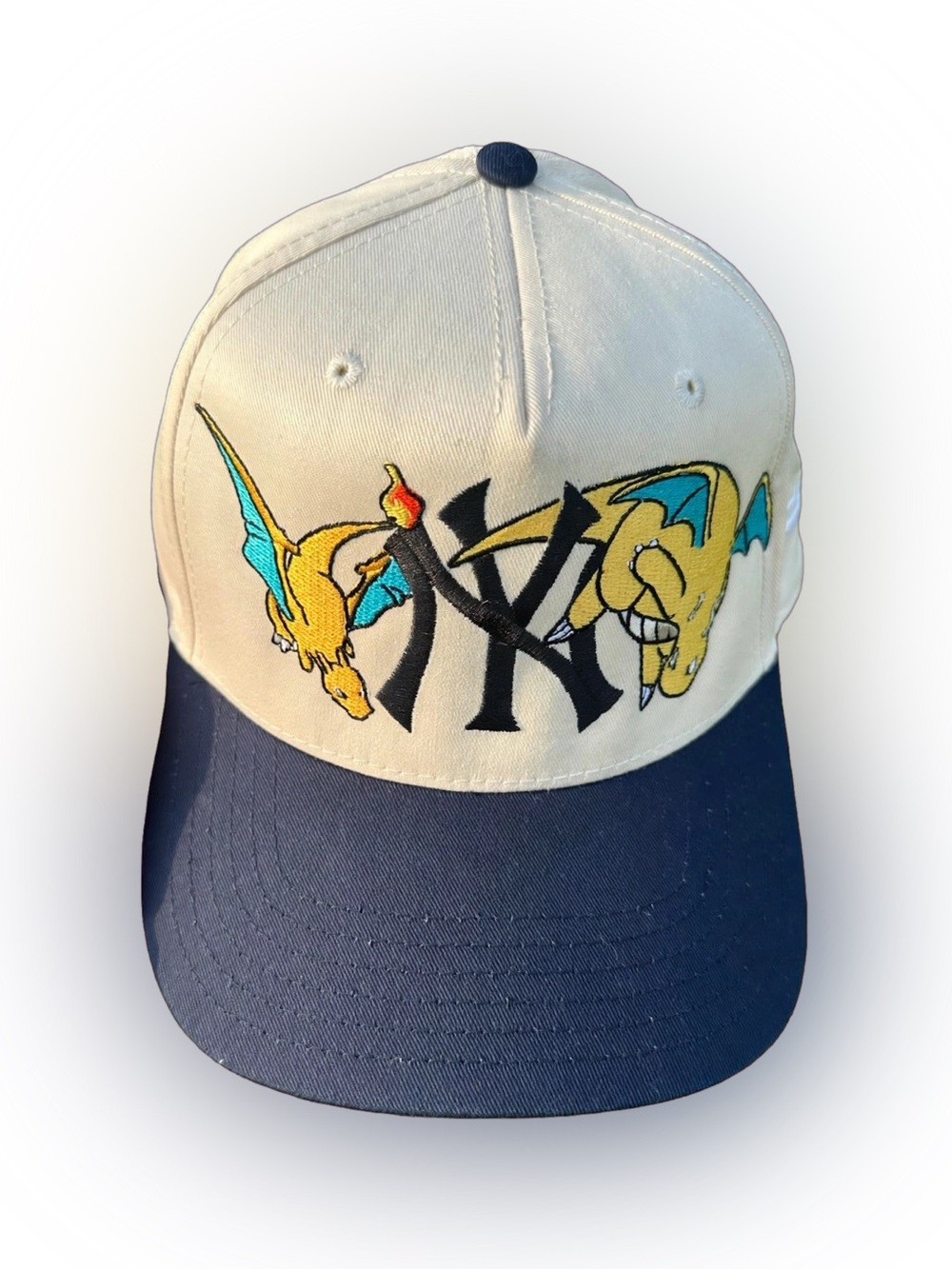 Shiny Charizard x NY Yankees Snapback - Custom OTTO 31-069 - Cream Navy - NWT
